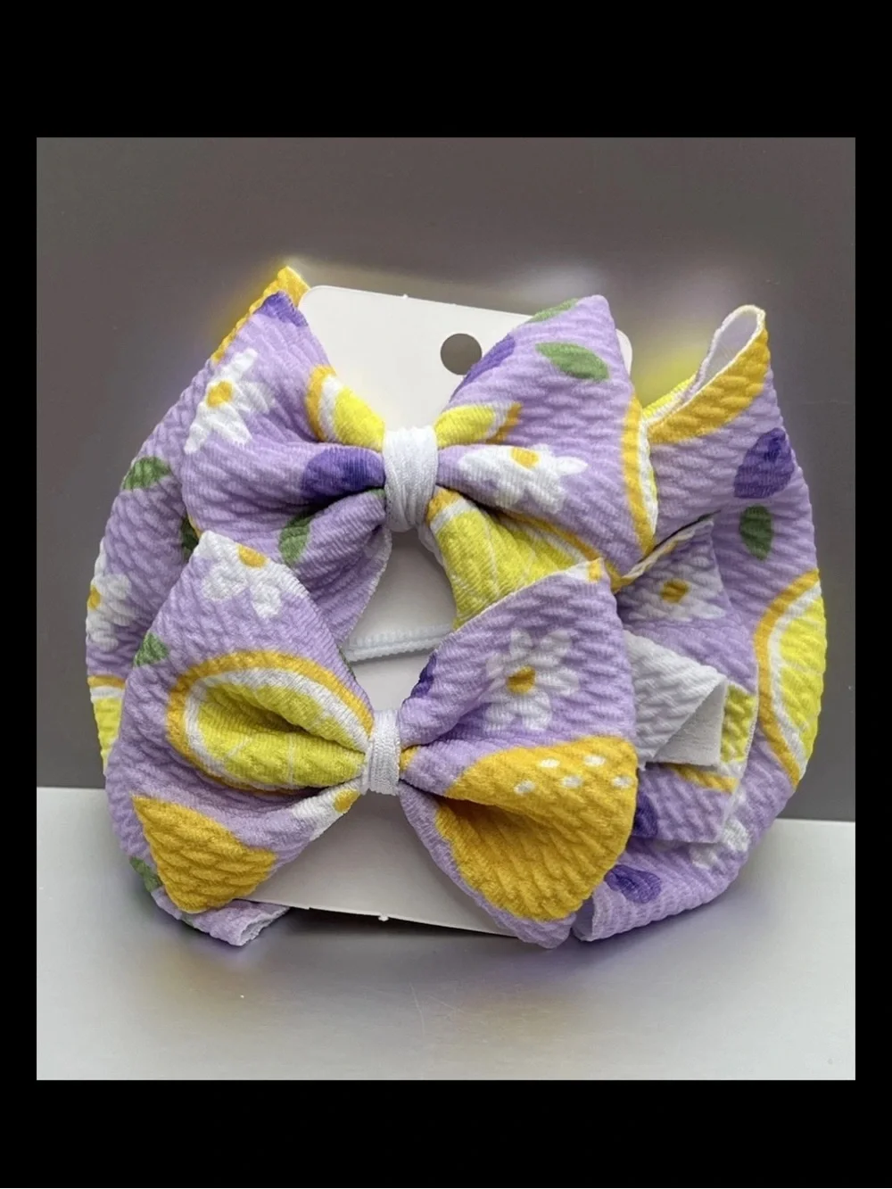Big Bow & Toddler Bow Set Hair Accessories Lavender Lemons Soft Non-Rip Crafted